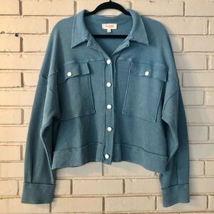 Peach Love California Blue Button-Up Jacket